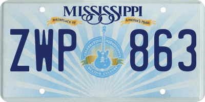 MS license plate ZWP863