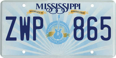MS license plate ZWP865