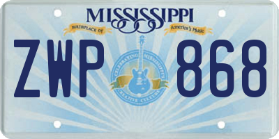 MS license plate ZWP868