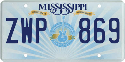 MS license plate ZWP869