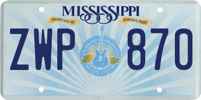 MS license plate ZWP870