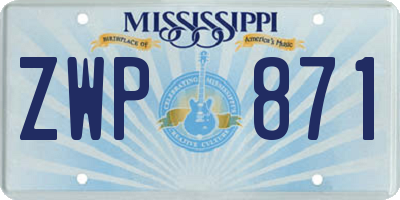 MS license plate ZWP871