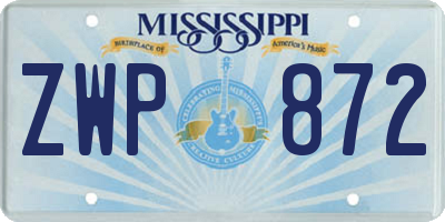 MS license plate ZWP872