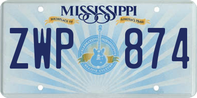 MS license plate ZWP874