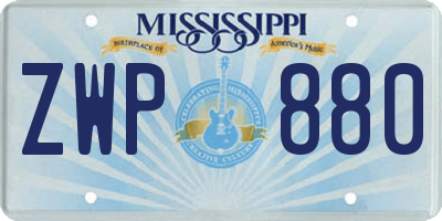 MS license plate ZWP880