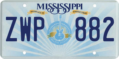 MS license plate ZWP882