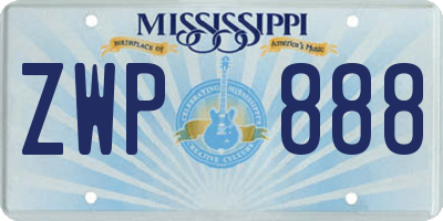 MS license plate ZWP888