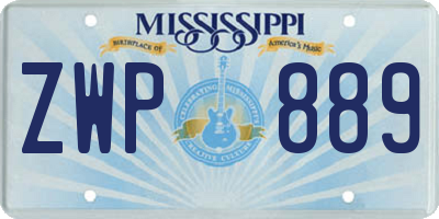 MS license plate ZWP889