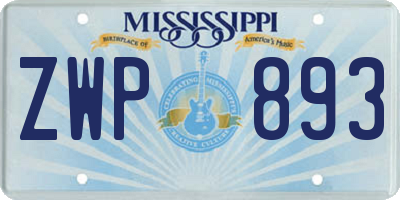 MS license plate ZWP893