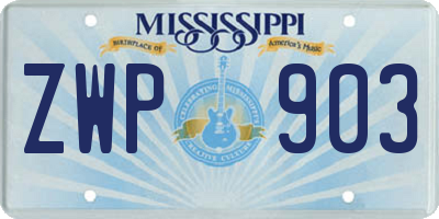 MS license plate ZWP903