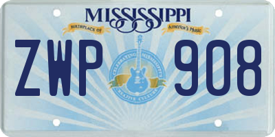 MS license plate ZWP908