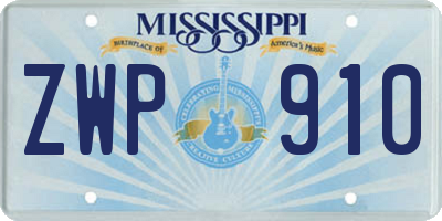 MS license plate ZWP910