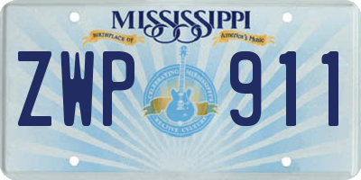 MS license plate ZWP911