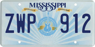 MS license plate ZWP912