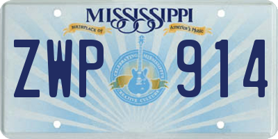 MS license plate ZWP914