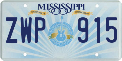 MS license plate ZWP915