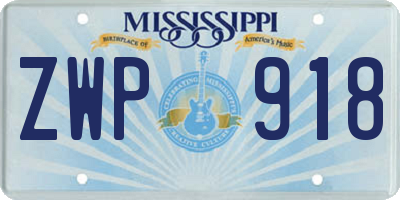 MS license plate ZWP918