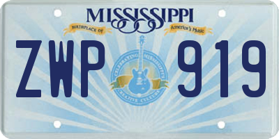 MS license plate ZWP919
