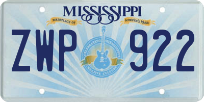 MS license plate ZWP922
