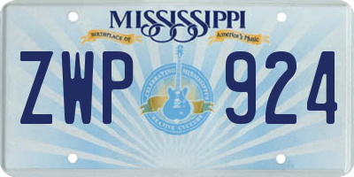 MS license plate ZWP924