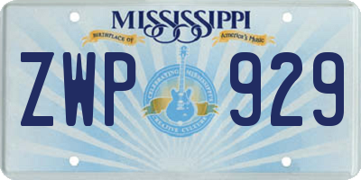 MS license plate ZWP929