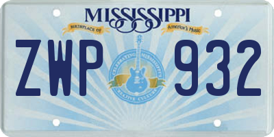 MS license plate ZWP932