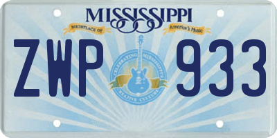MS license plate ZWP933