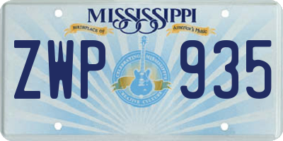 MS license plate ZWP935