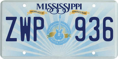 MS license plate ZWP936