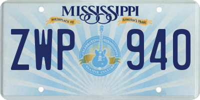 MS license plate ZWP940