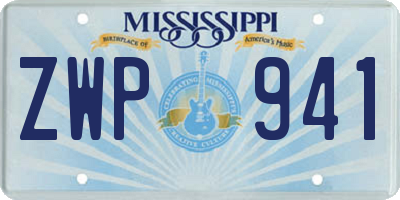 MS license plate ZWP941