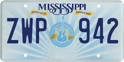 MS license plate ZWP942