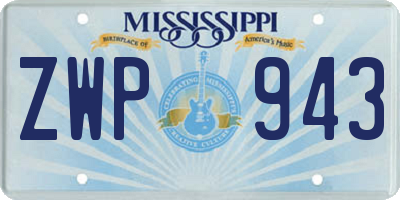 MS license plate ZWP943