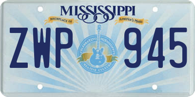 MS license plate ZWP945
