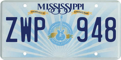 MS license plate ZWP948