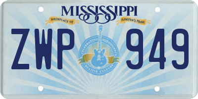 MS license plate ZWP949
