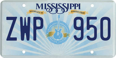 MS license plate ZWP950