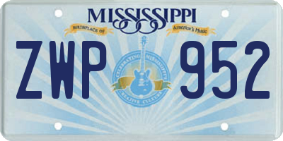 MS license plate ZWP952