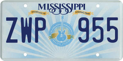 MS license plate ZWP955
