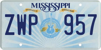 MS license plate ZWP957