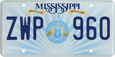 MS license plate ZWP960