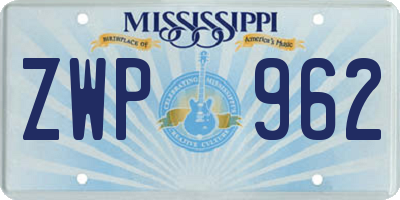 MS license plate ZWP962