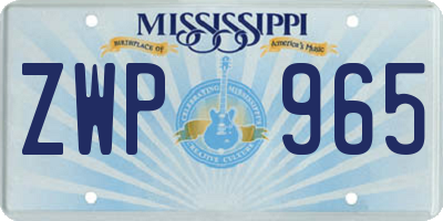 MS license plate ZWP965