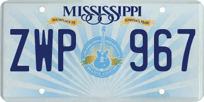 MS license plate ZWP967