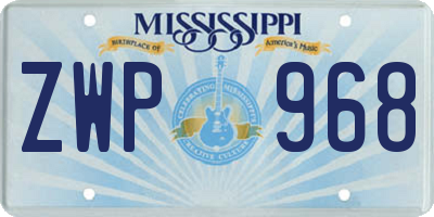 MS license plate ZWP968