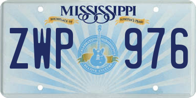 MS license plate ZWP976