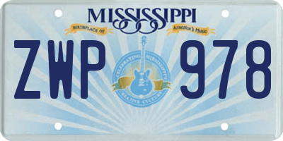 MS license plate ZWP978