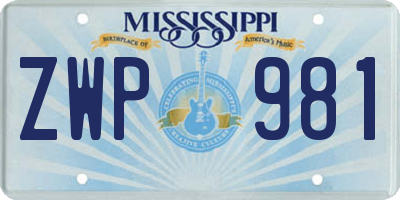 MS license plate ZWP981