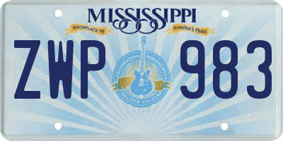 MS license plate ZWP983
