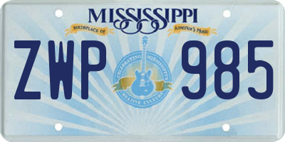 MS license plate ZWP985
